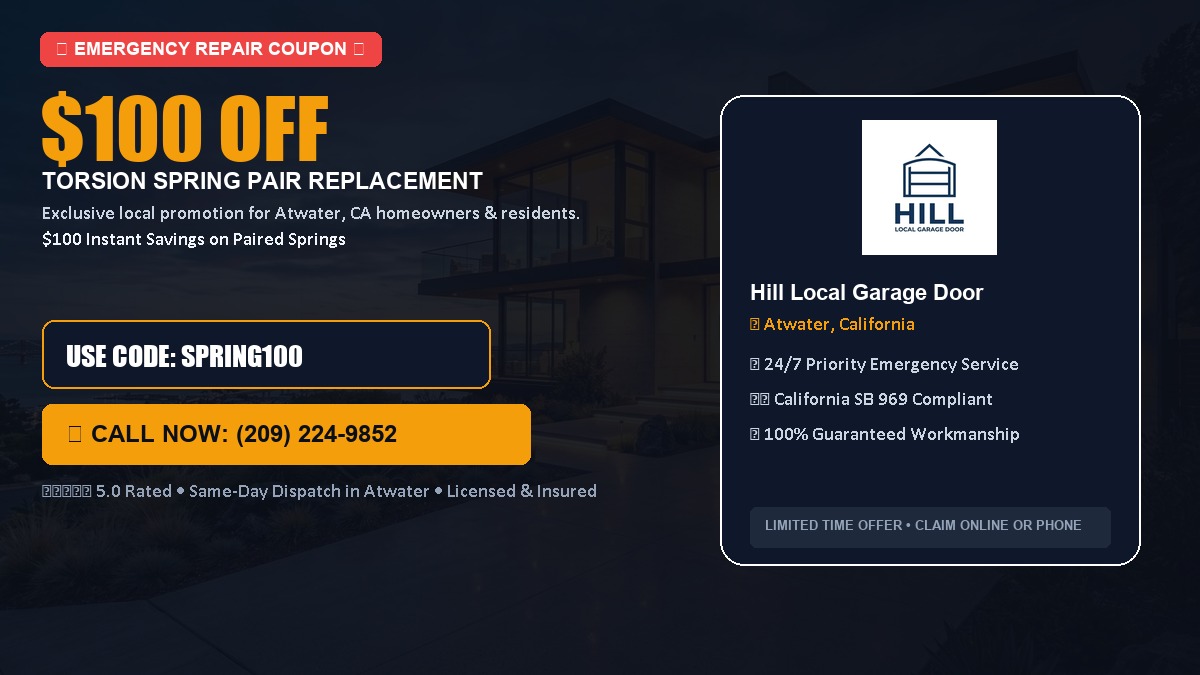 $100 OFF Heavy-Duty Torsion Spring Pair Replacement in Atwater, CA